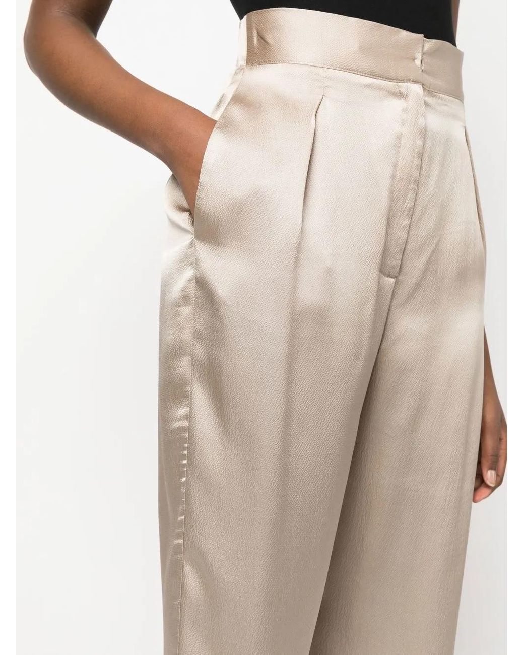 Dusan Natural Grained Silk Satin Trousers