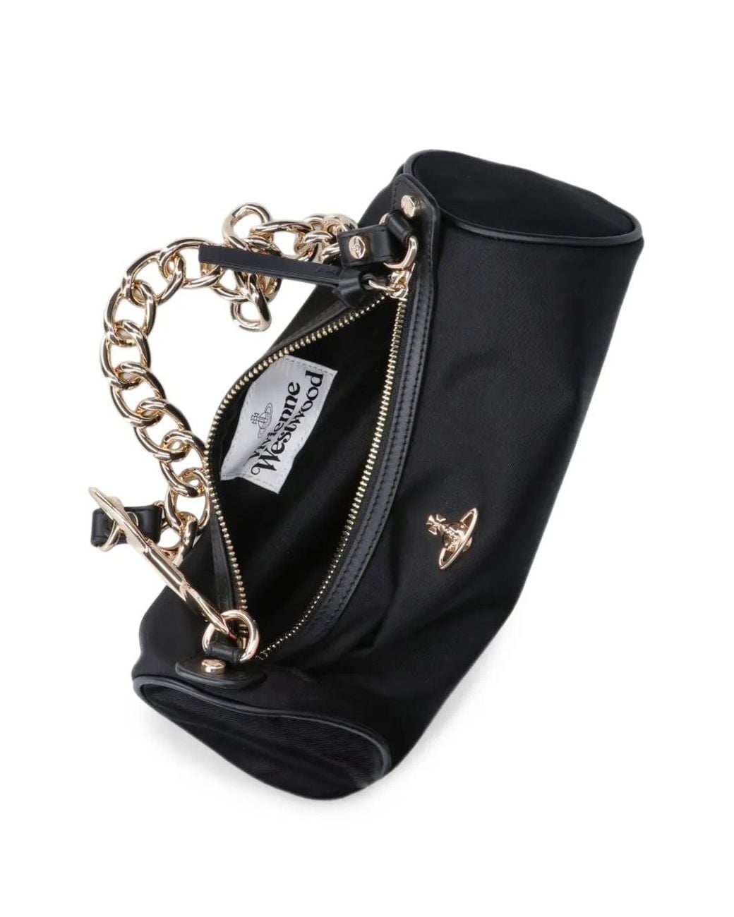 Vivienne Westwood Black Orb-Plaque Chain-Link Shoulder Bag