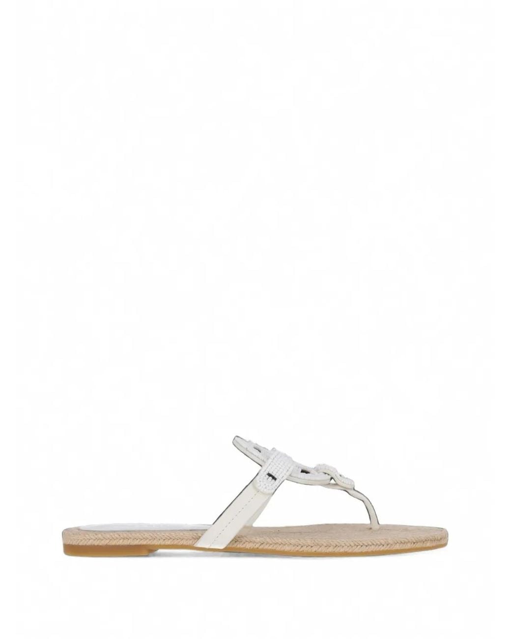 Tory Burch White Miller Espadrilles Mit Perlen