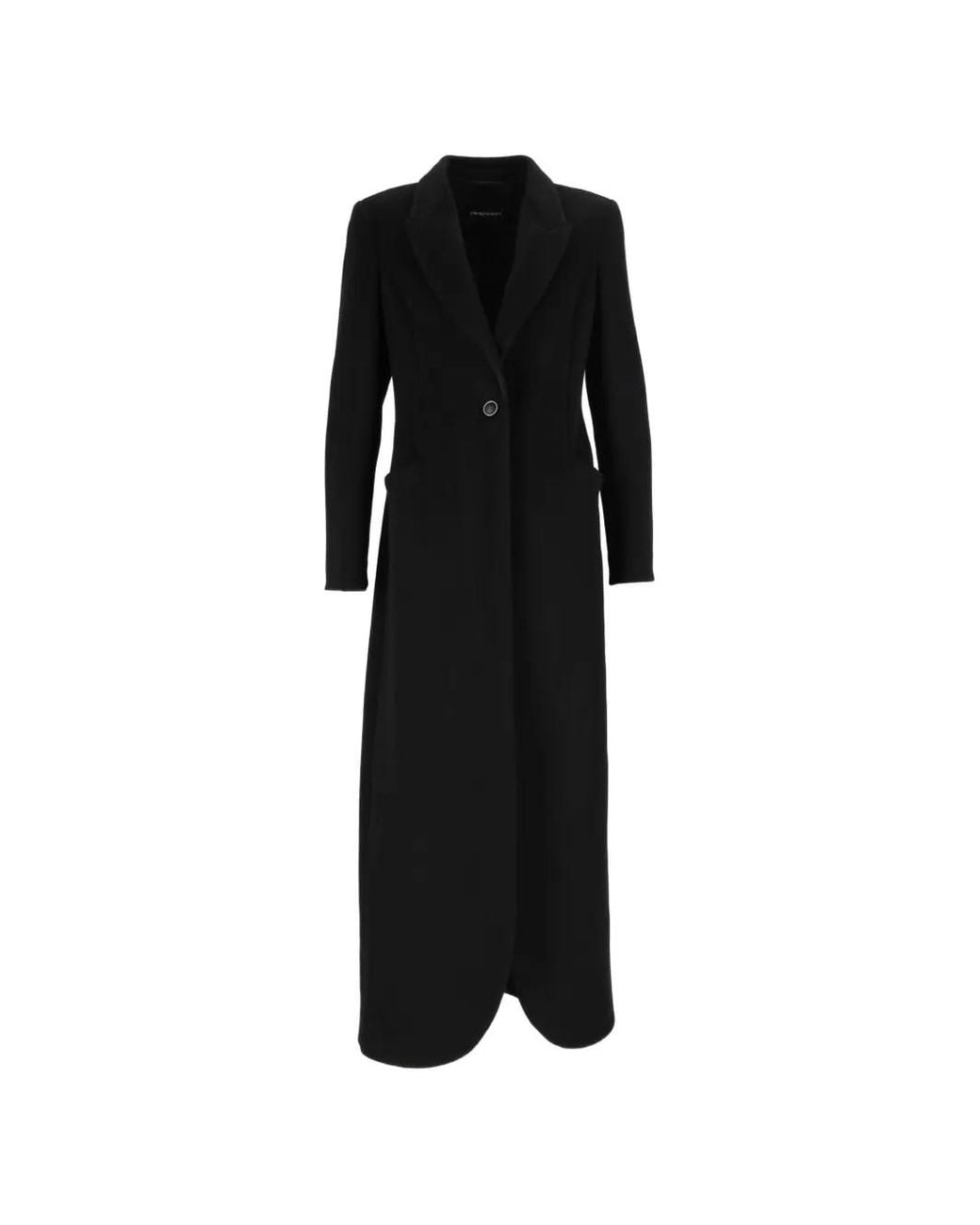 Emporio Armani Black Long Single-Breasted Coat