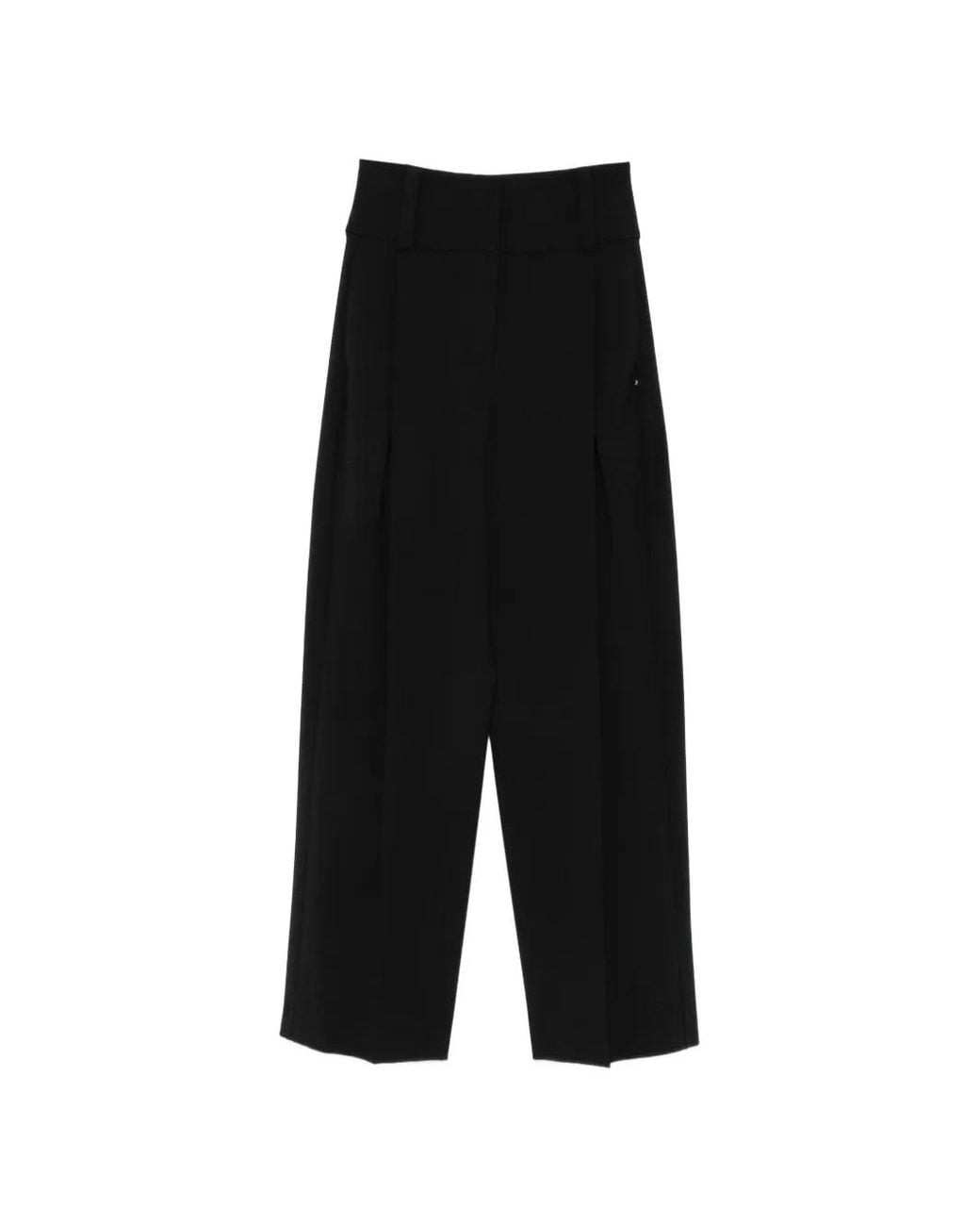 Sportmax Black Pantalon En Laine À Design Plissé