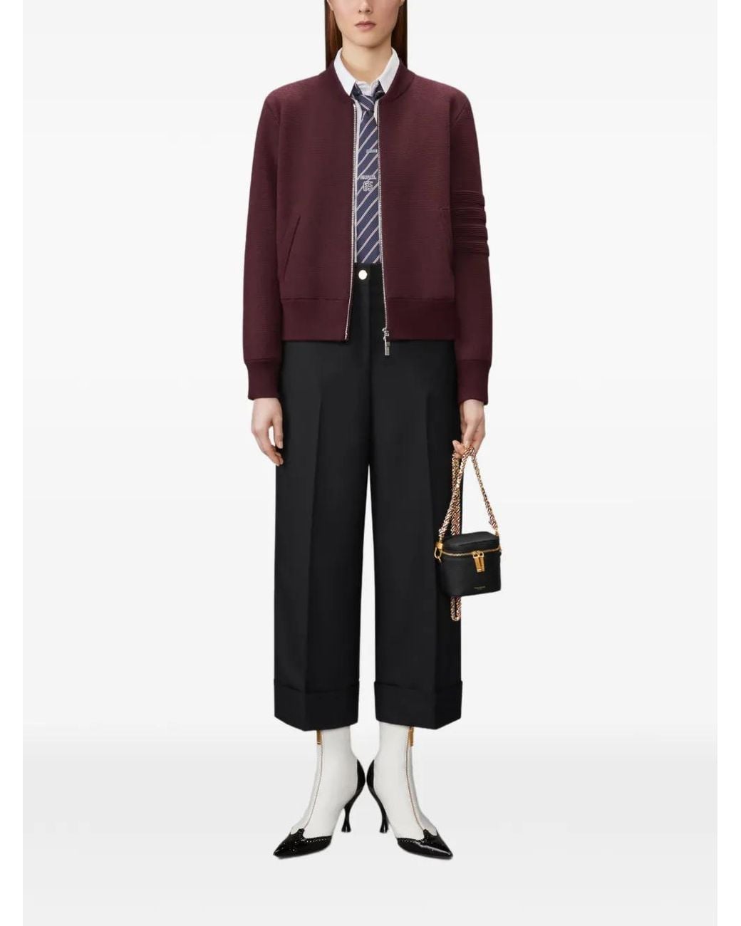 Thom Browne Purple Ottoman Milano Stitch 4-Bar Bomber Jacket
