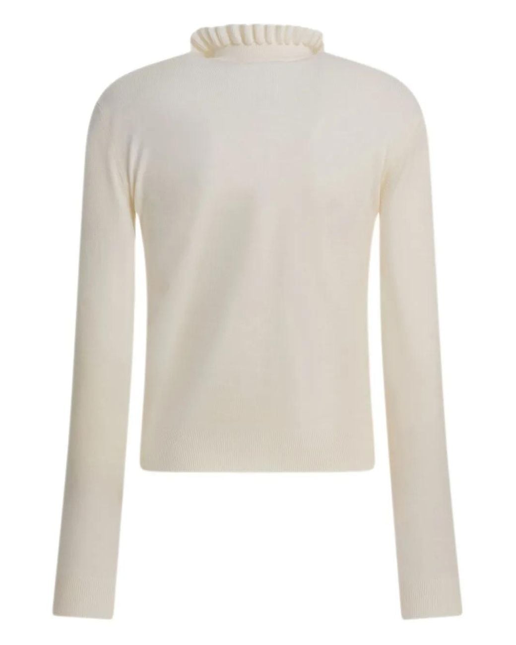 McQueen White Ruffled Sweater