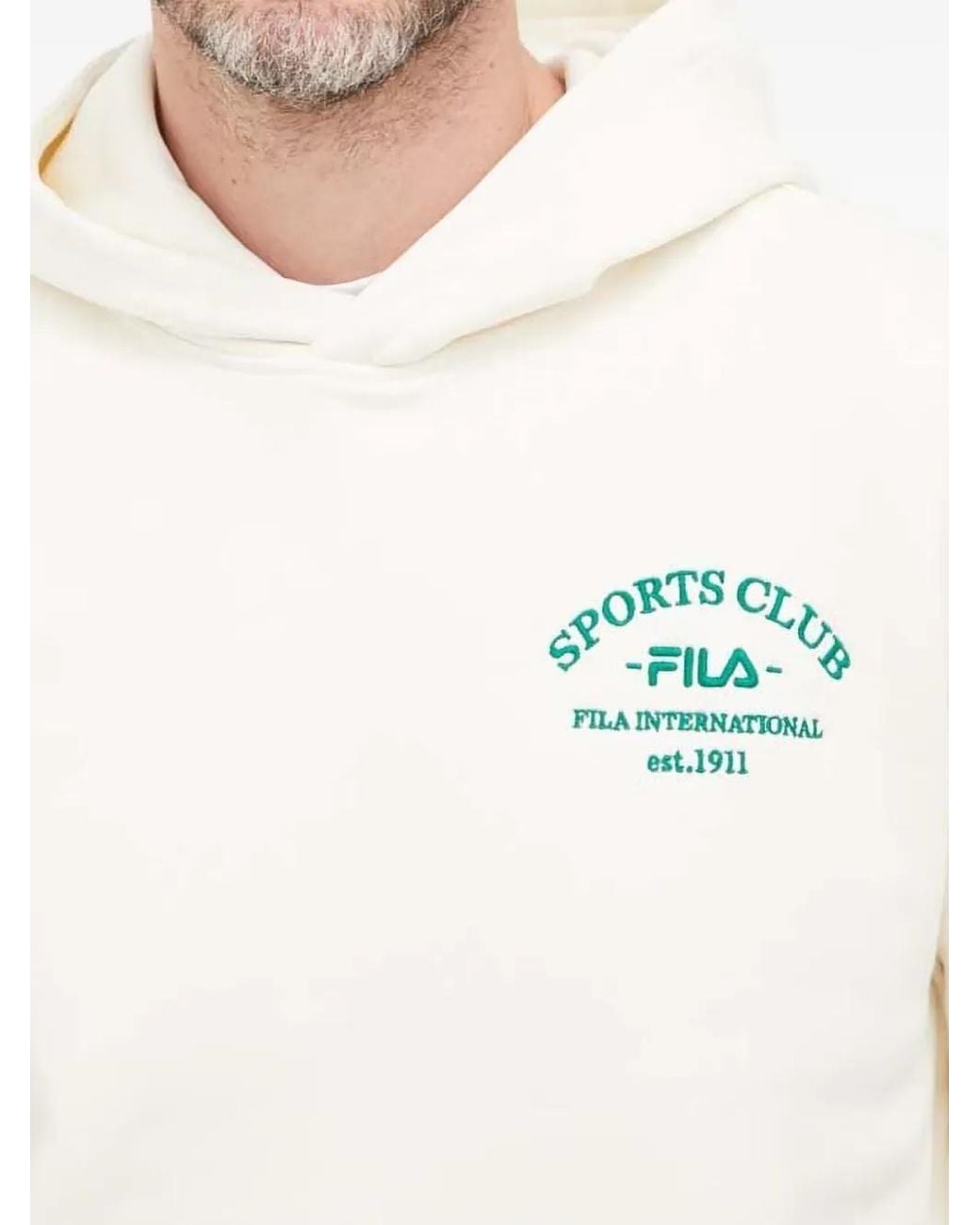 Fila White Embroidered Hoodie for men