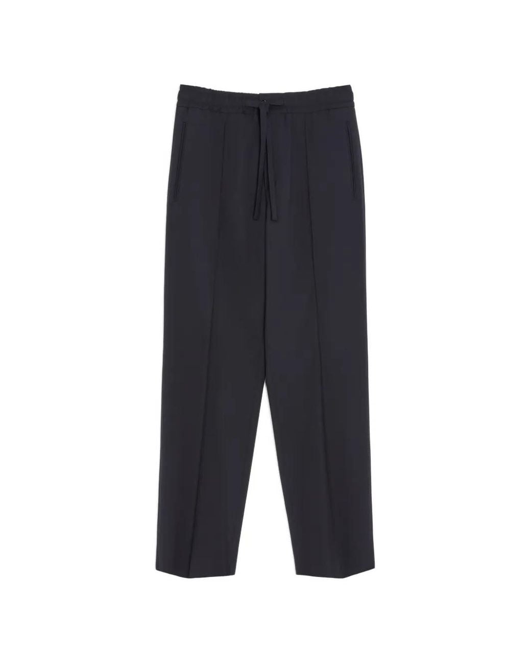 Valentino Garavani Blue Wool Pants With Vlogo Embroidery for men