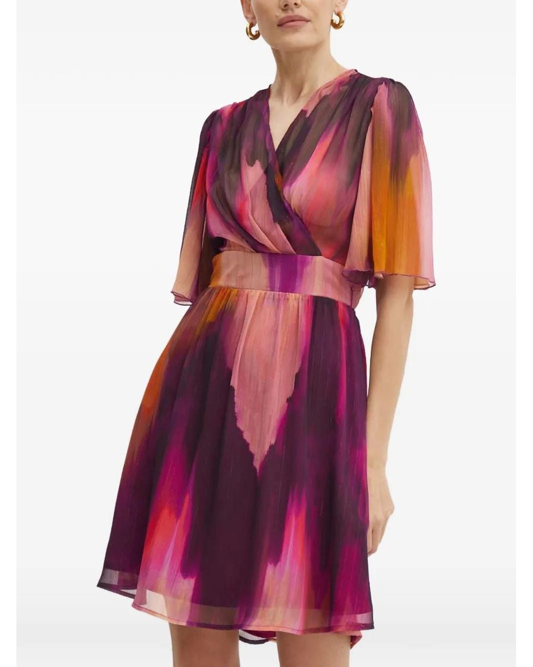Morgan Red Abstract-Print Wrap-Style Mini Dress