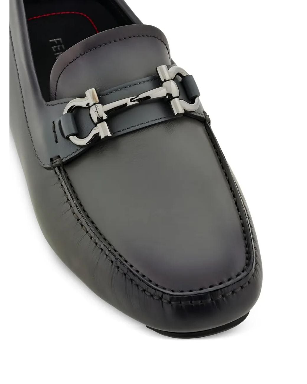 Ferragamo White Gancini-Bit Leather Loafers for men