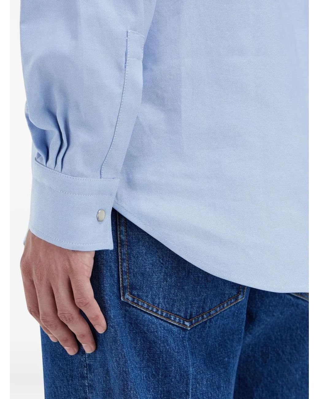 Ferragamo Blue Snap-Button Shirt for men