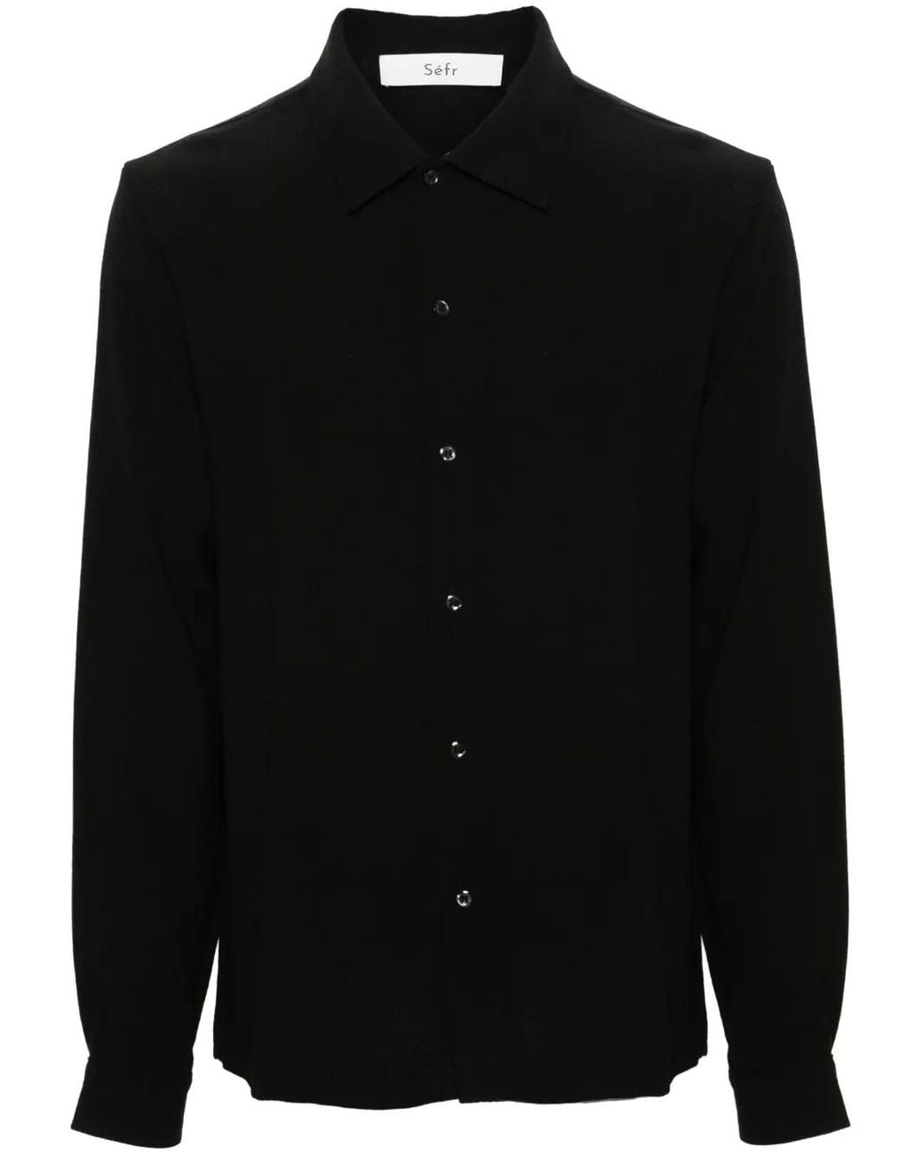Séfr Black Crepe Long-Sleeved Shirt for men