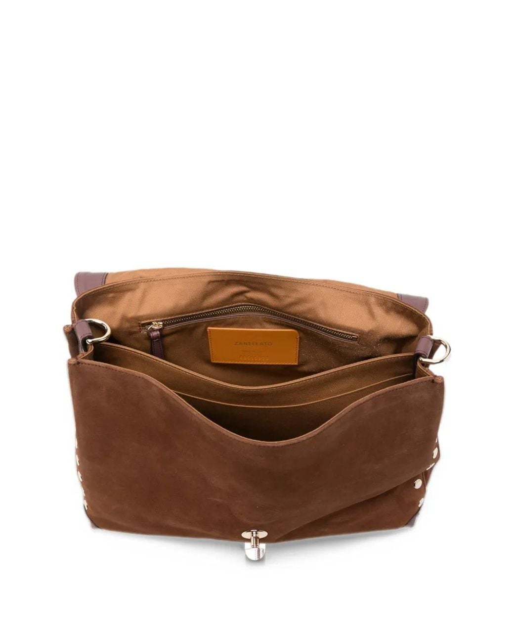 Zanellato Brown M Postina Stud-Embellished Leather Shoulder Bag