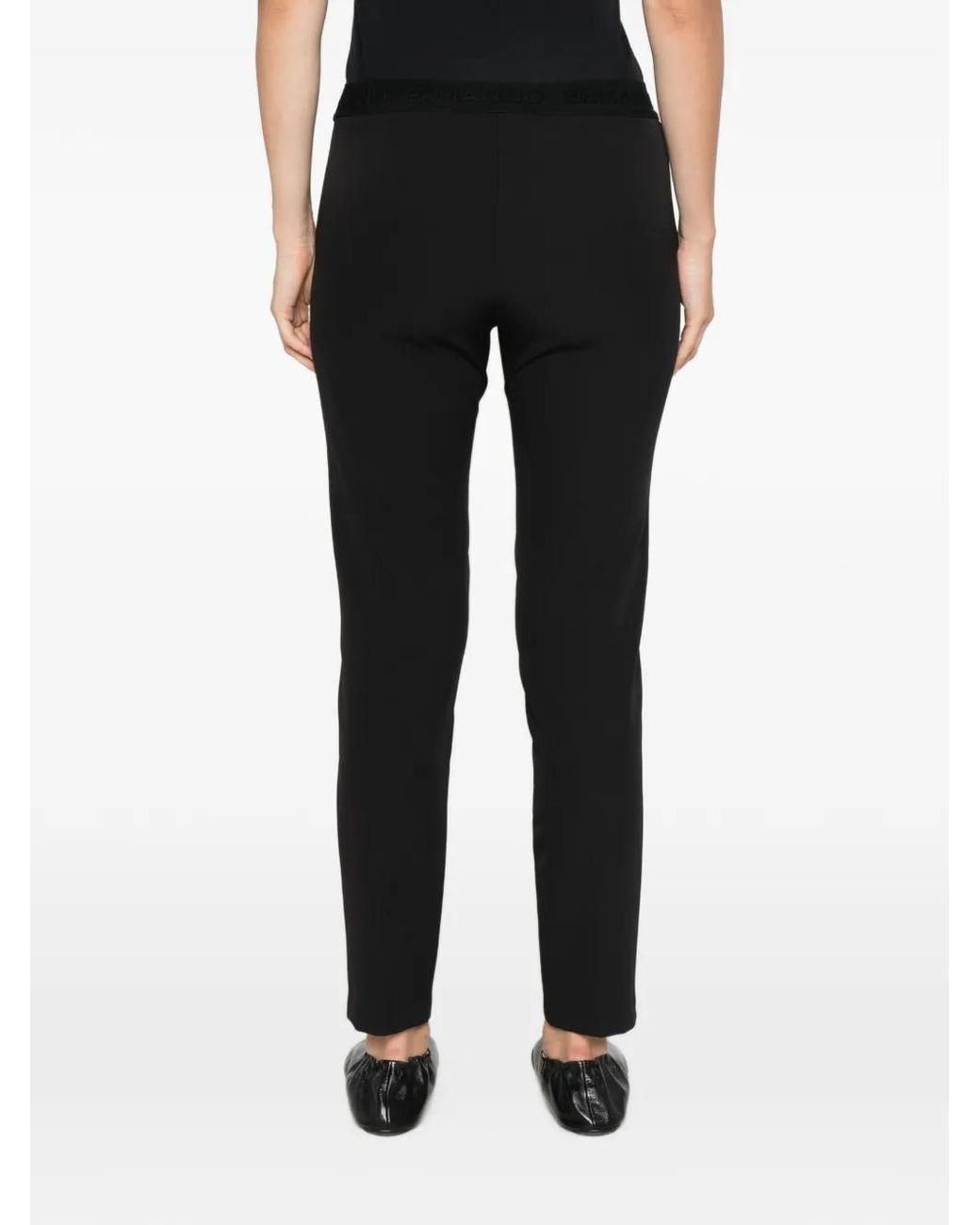 ERMANNO FIRENZE Black Logo-Waistband Trousers