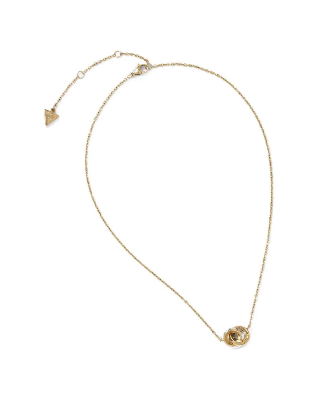Guess White Crystal-Embellished Interlocking-Hoop Necklace