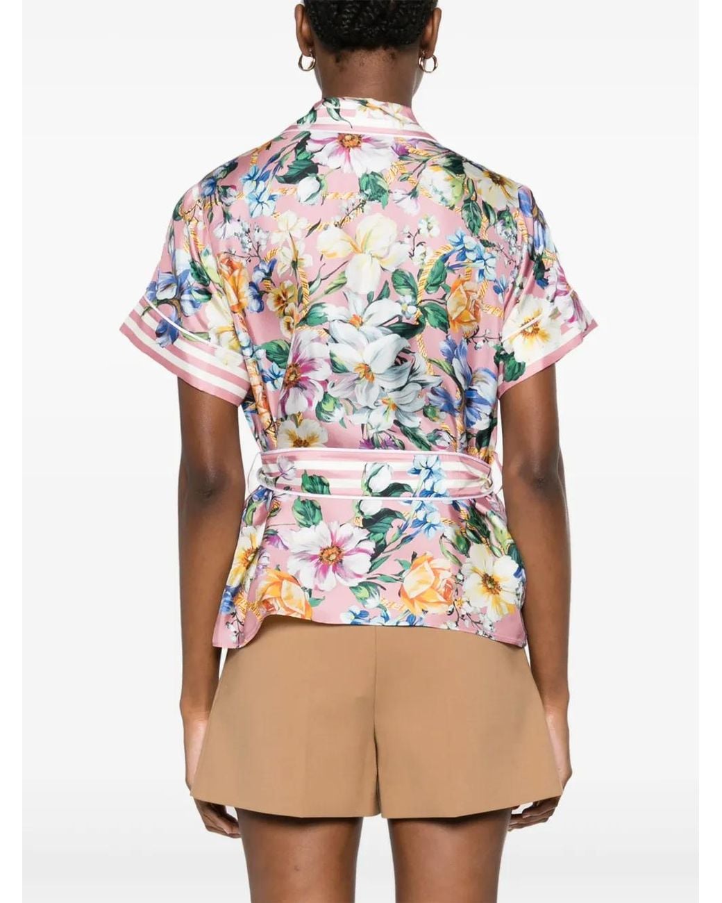 Dolce & Gabbana White Mc Shirt Flower Print Belt