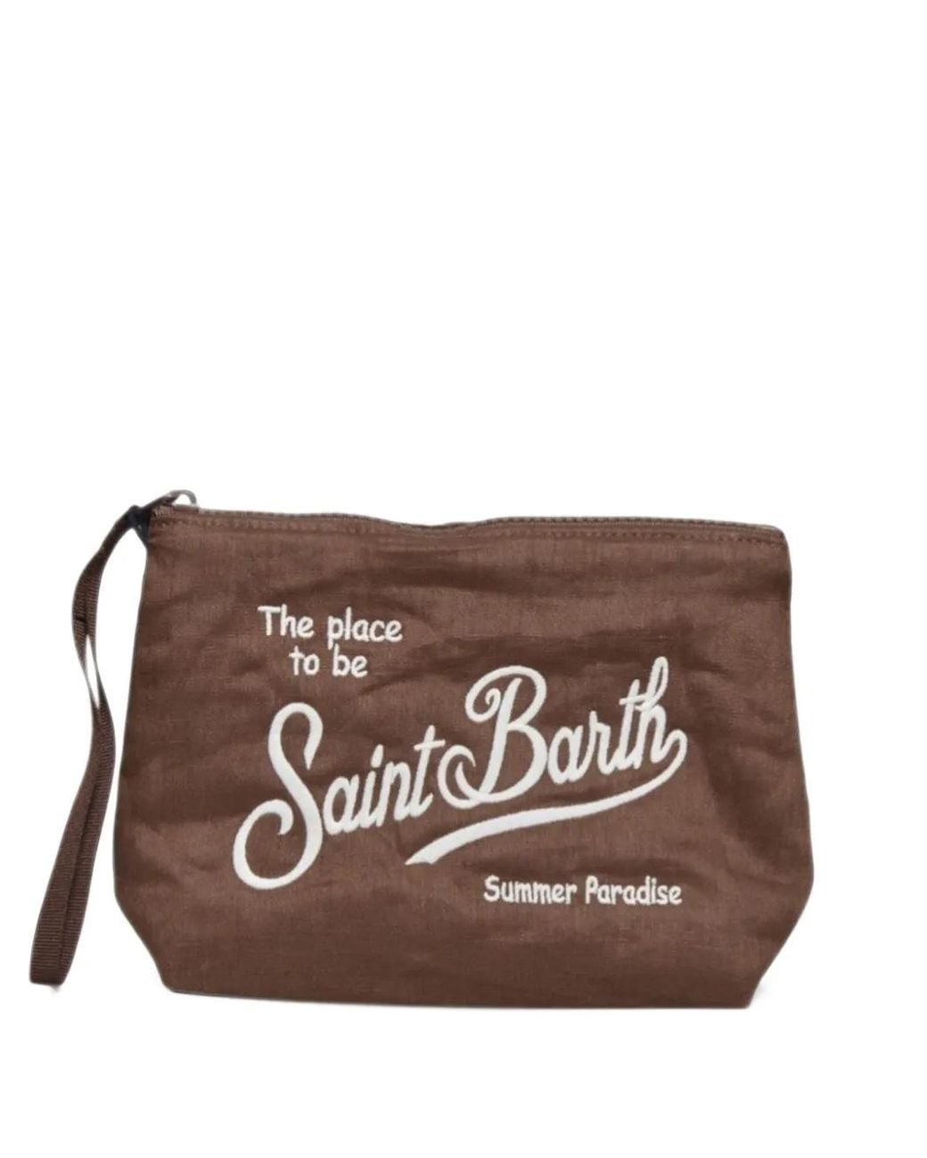 Mc2 Saint Barth Brown Aline Logo-Embroidered Clutch Bag for men