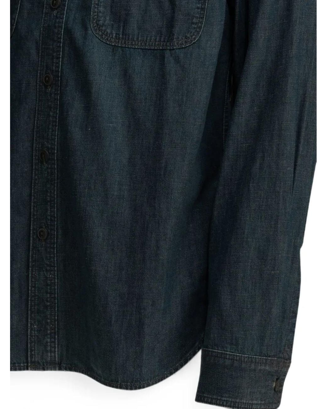 RRL Blue Button-Up Denim Shirt for men