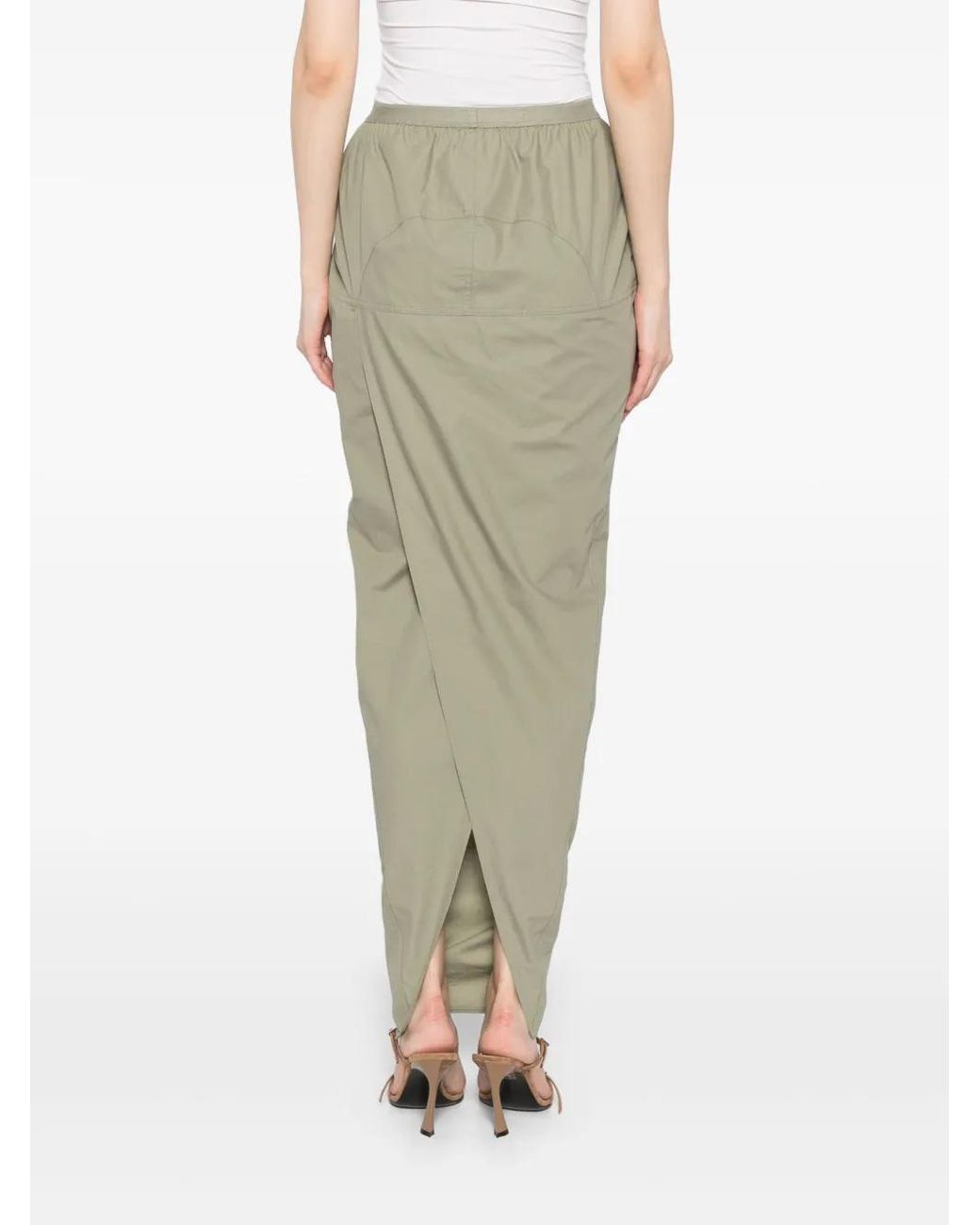 Rick Owens Green Soft Pillar Long Skirt