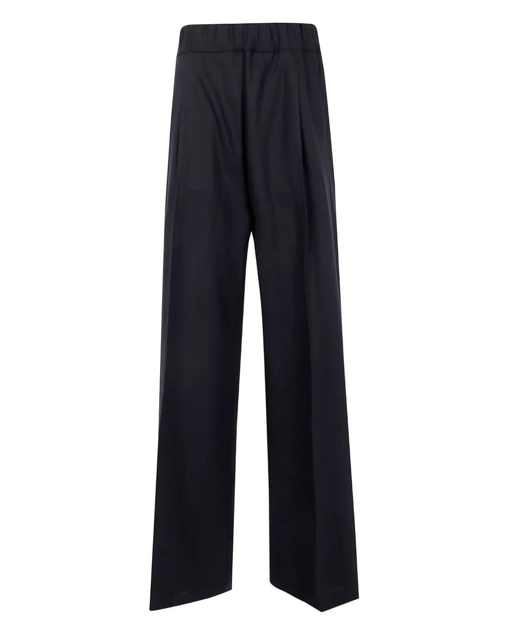 Semicouture Blue Pleat-Detail Trousers