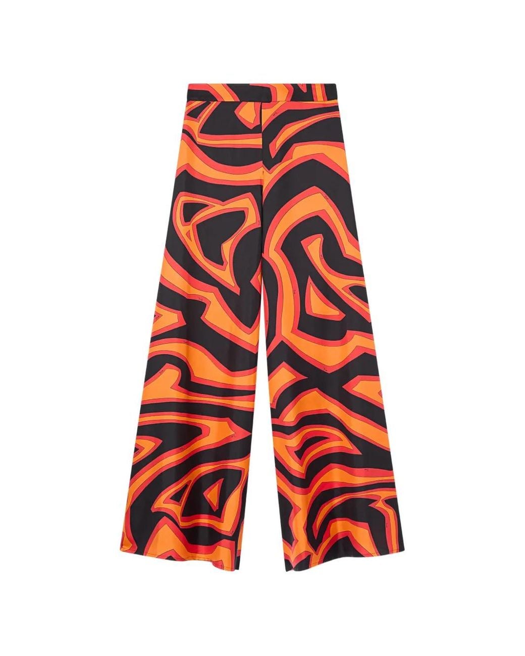 Emilio Pucci White Labirinto-Print Silk Palazzo Pants
