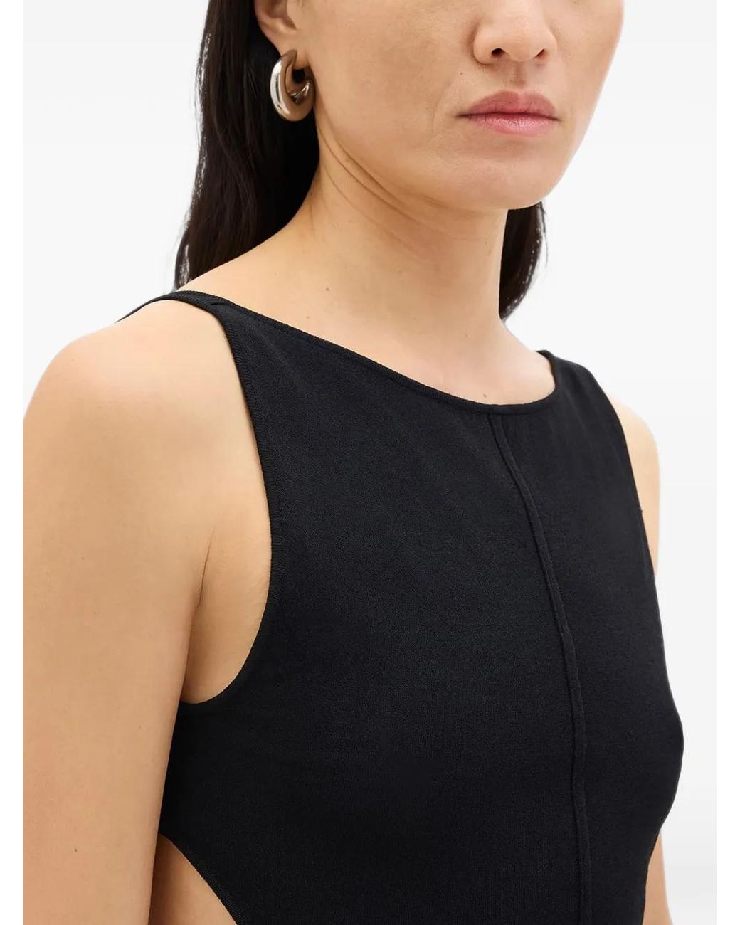 Another Tomorrow Black Cut-Out Tank Top