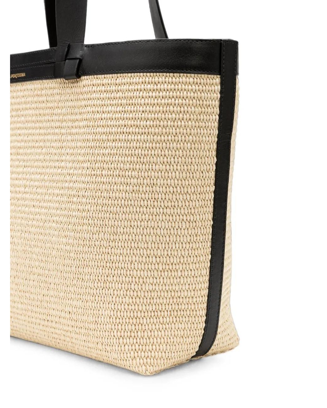 La Portegna Natural Manuela Leather-Trim Tote Bag
