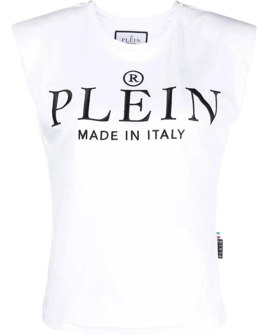 Philipp Plein White Logo-Print Cotton Tank Top
