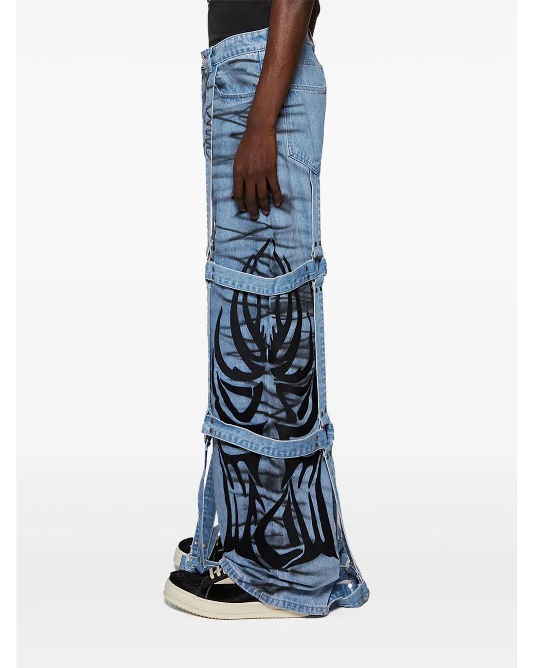 Who Decides War Blue Winged Logo Bondage Jeans for men