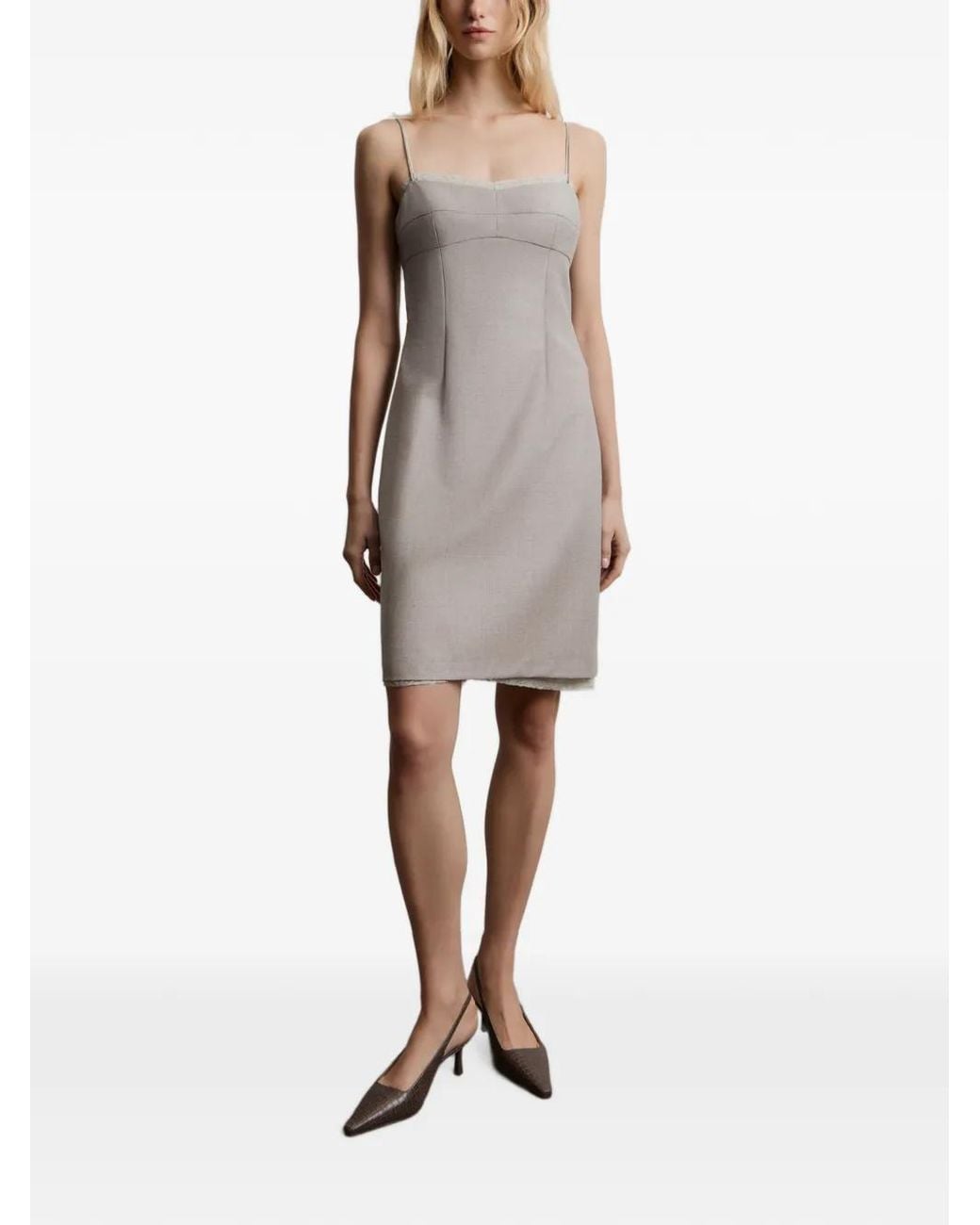 12 STOREEZ Natural Lace-Trim Mini Dress
