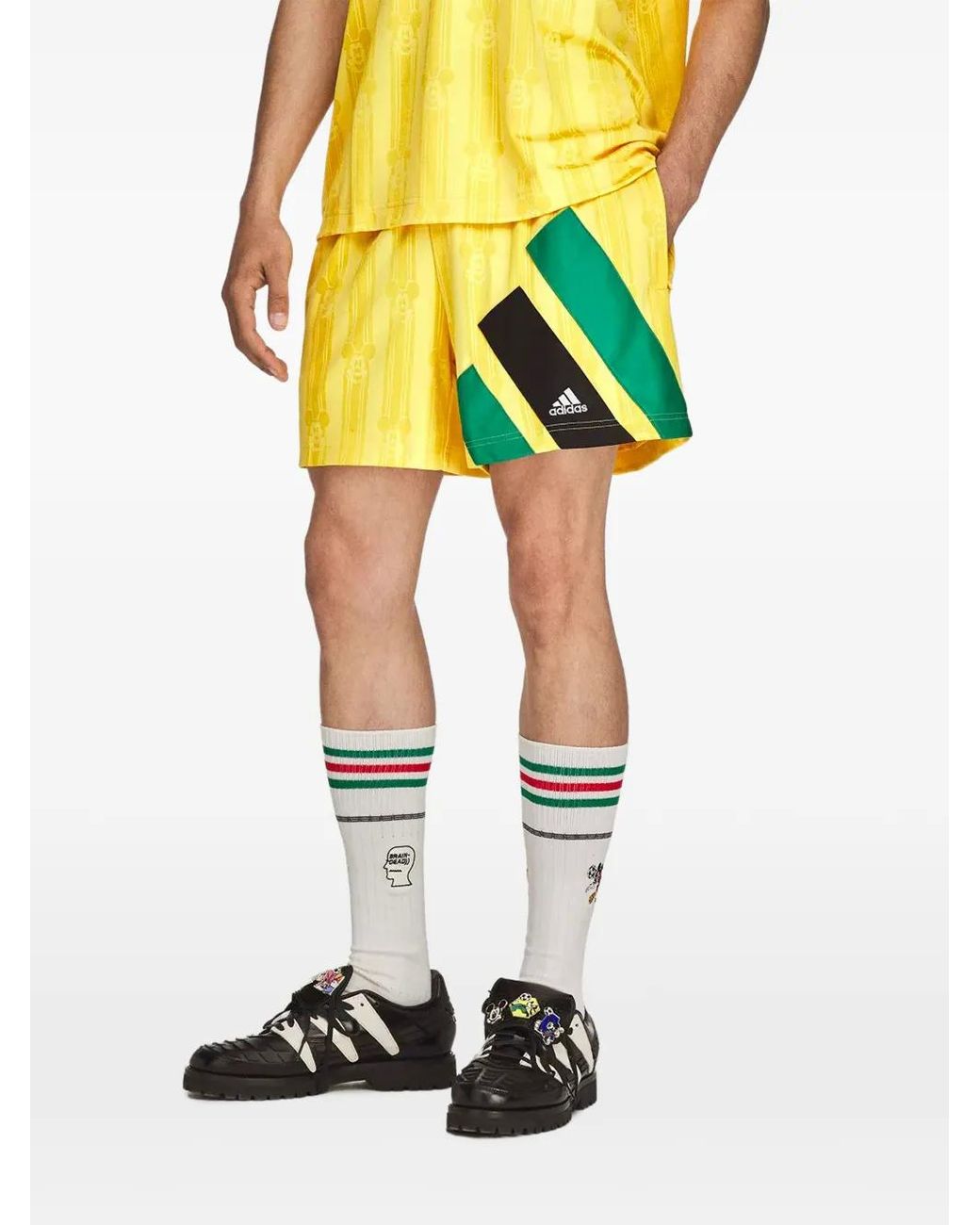 Adidas Yellow X Brain Dead X Disney Soccer Shorts for men