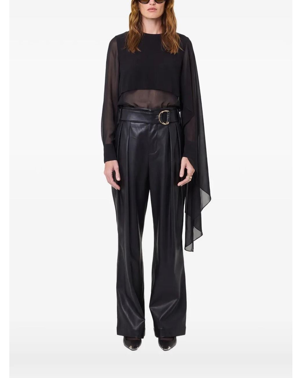 Nicholas Black Asymmetric Draped-Sleeve Blouse