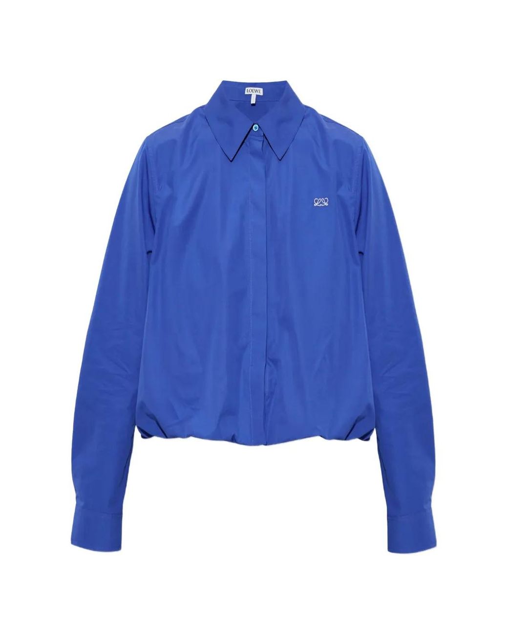 Loewe Blue Anagram-Embroidered Cropped Shirt
