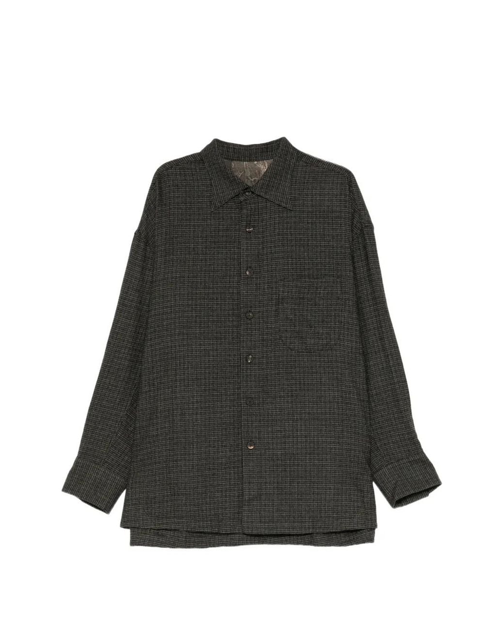 Ziggy Chen Black Check-Pattern Button-Up Shirt for men