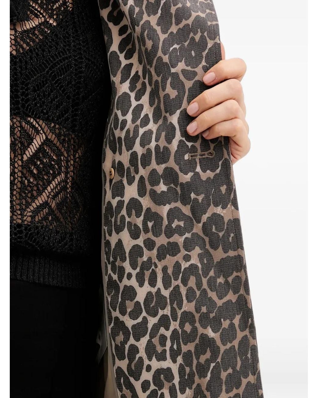 DKNY Black Leopard-Print Trench Coat