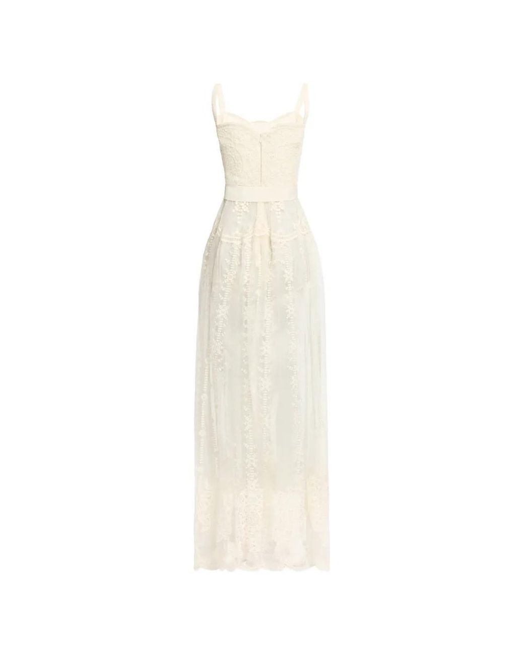 Elie Saab White Sleeveless Tulle Maxi Dress
