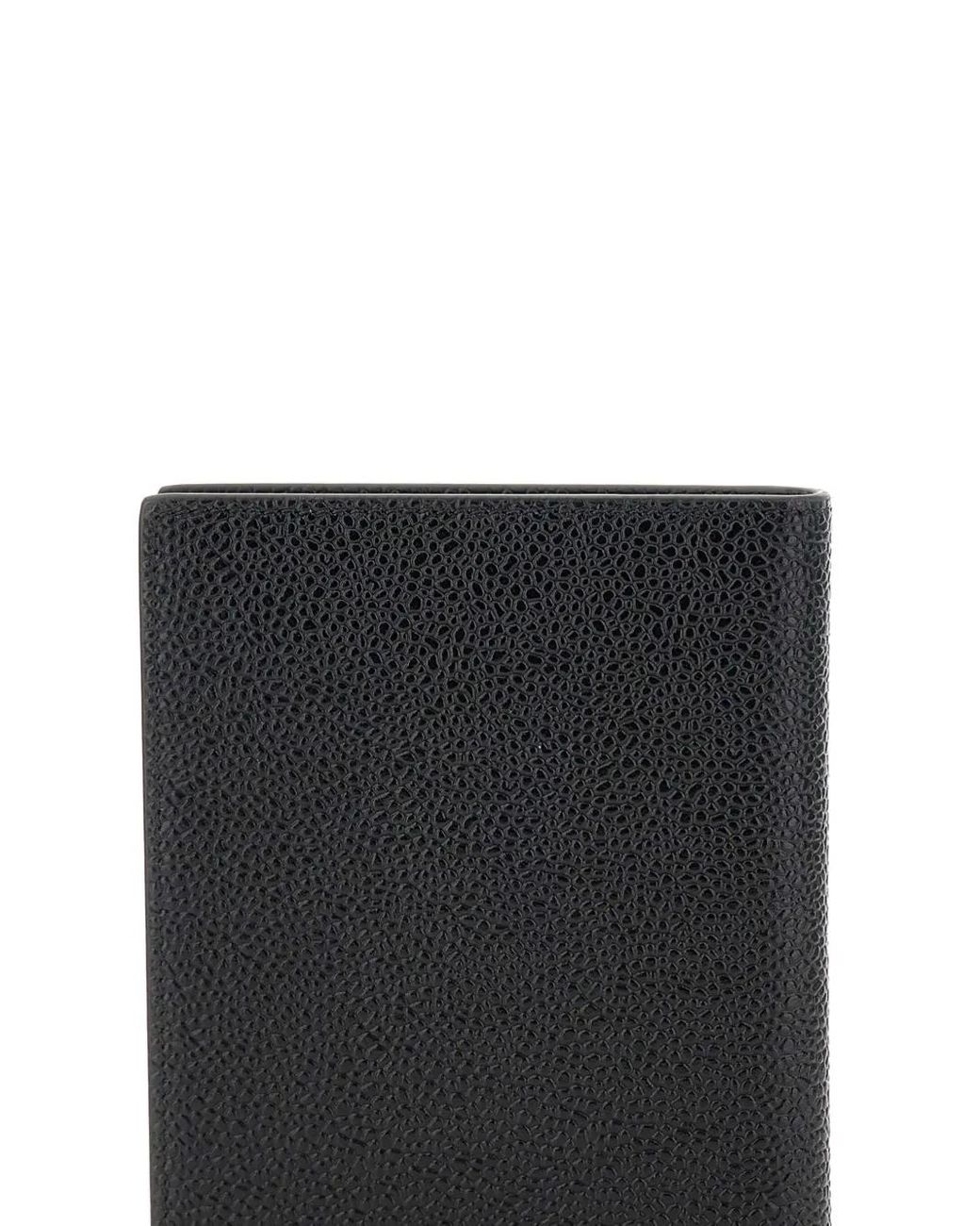 Thom Browne Black Passport Holder In Pebble Grain