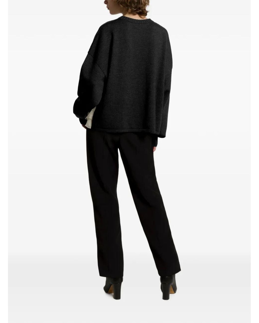 Alberta Ferretti Black Ruffle-Trimmed Sweater