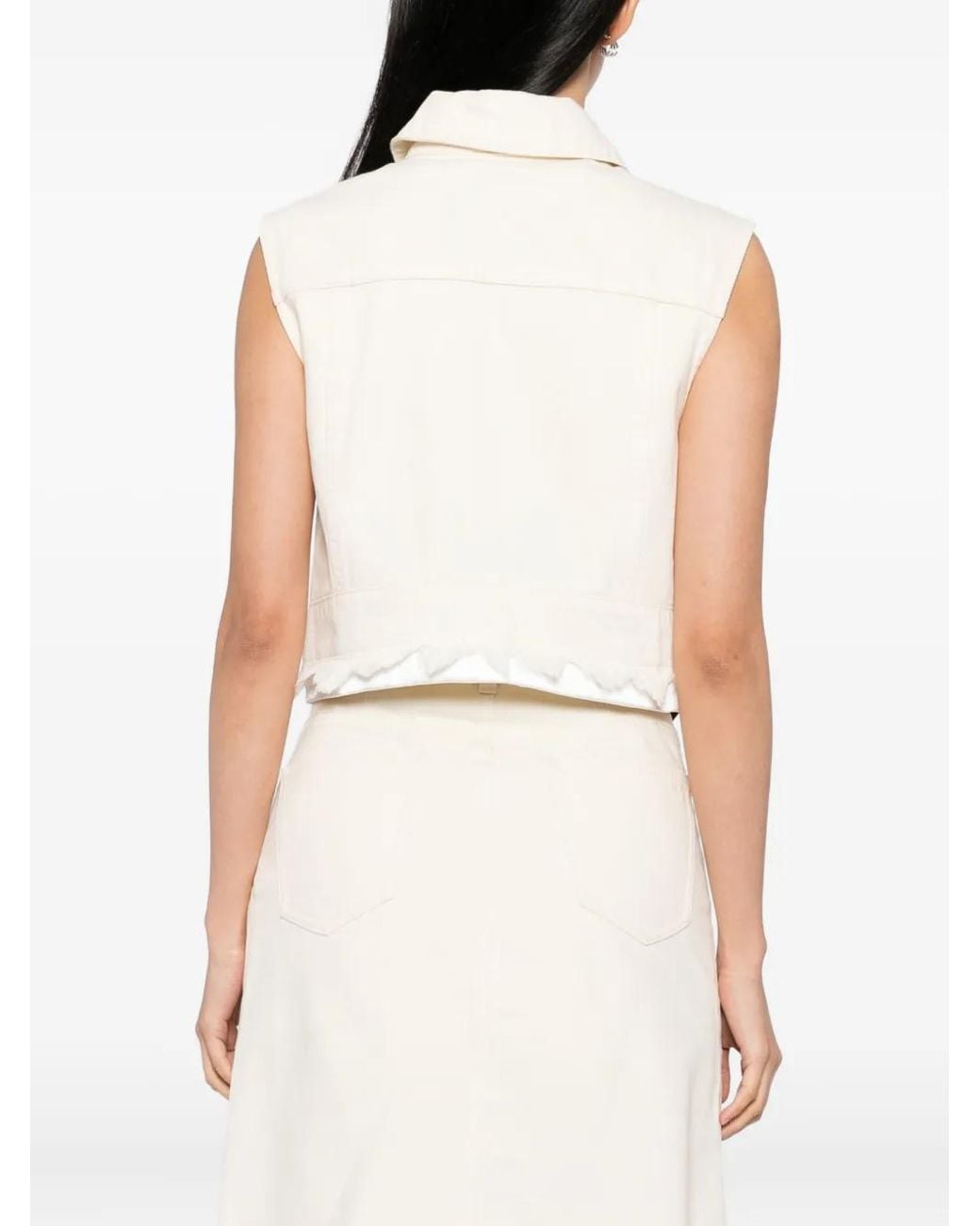 Self-Portrait Natural Sleeveless Denim Jacket