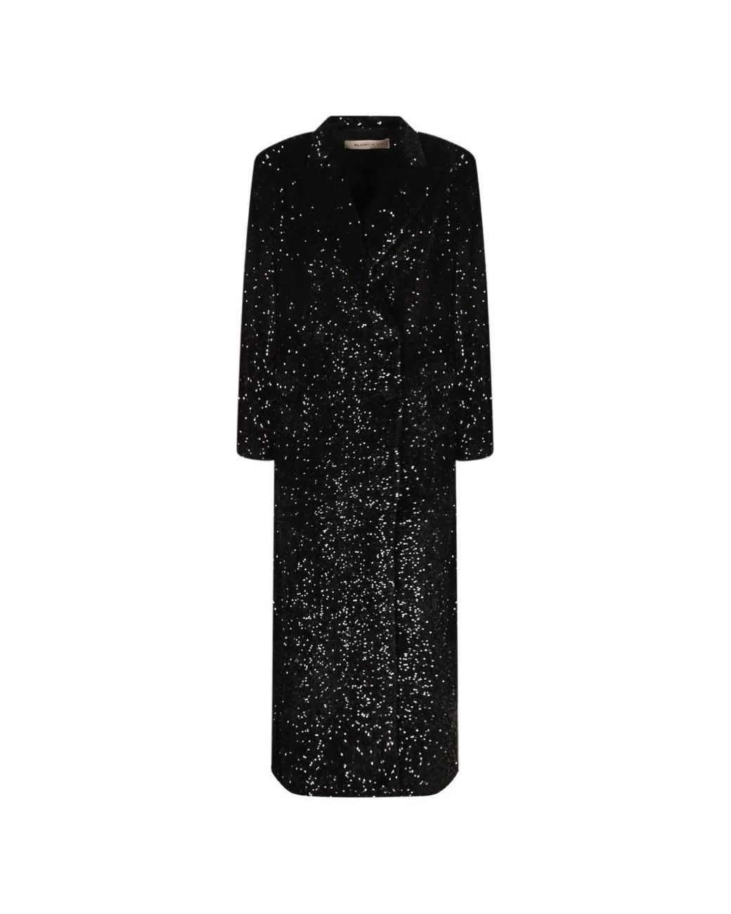 Blanca Vita Black Sequin-Embellished Double-Breasted Coat