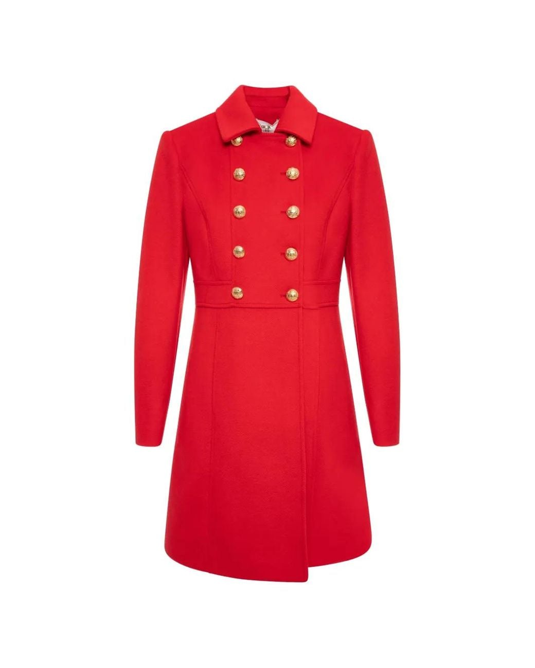 Fracomina Red Double-Breasted Coat