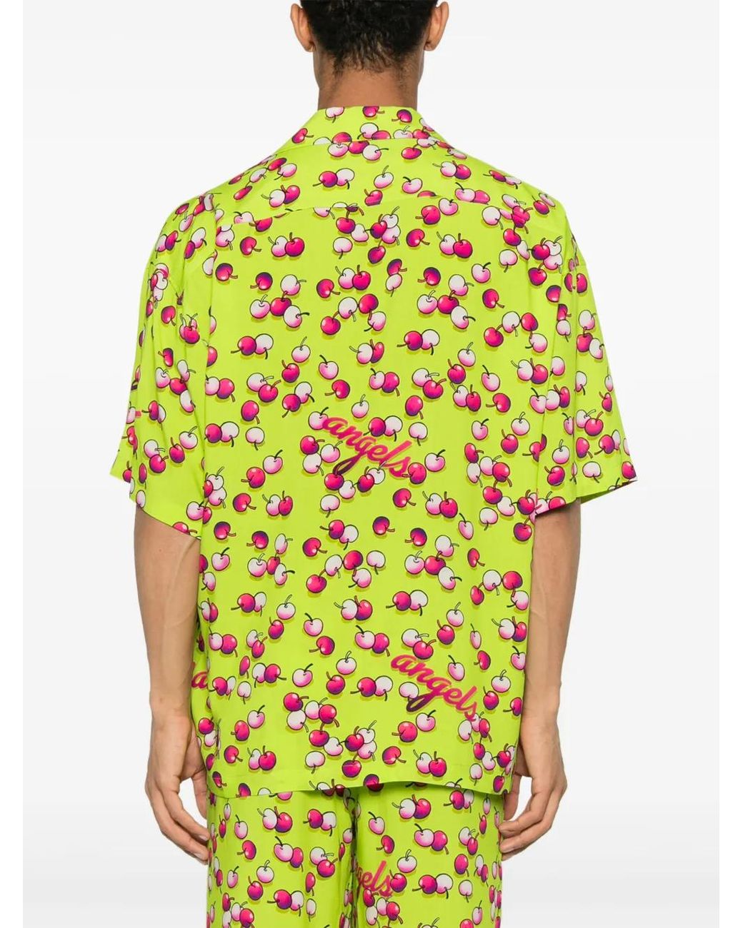 Palm Angels Yellow Cherry-Print Shirt for men