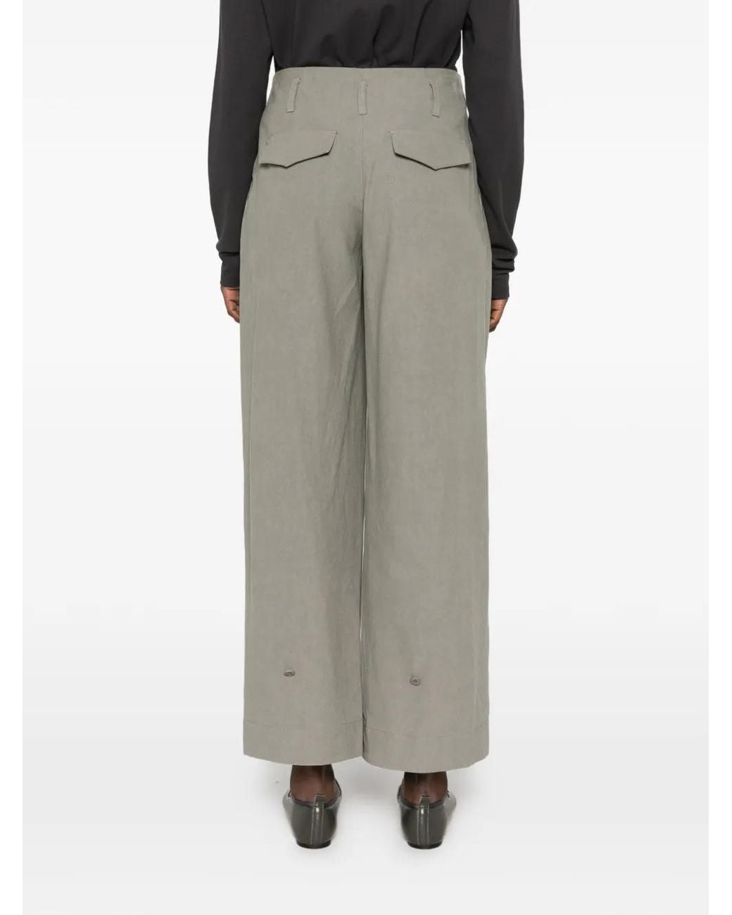 Low Classic Gray Pleated Button-Cuff Trousers