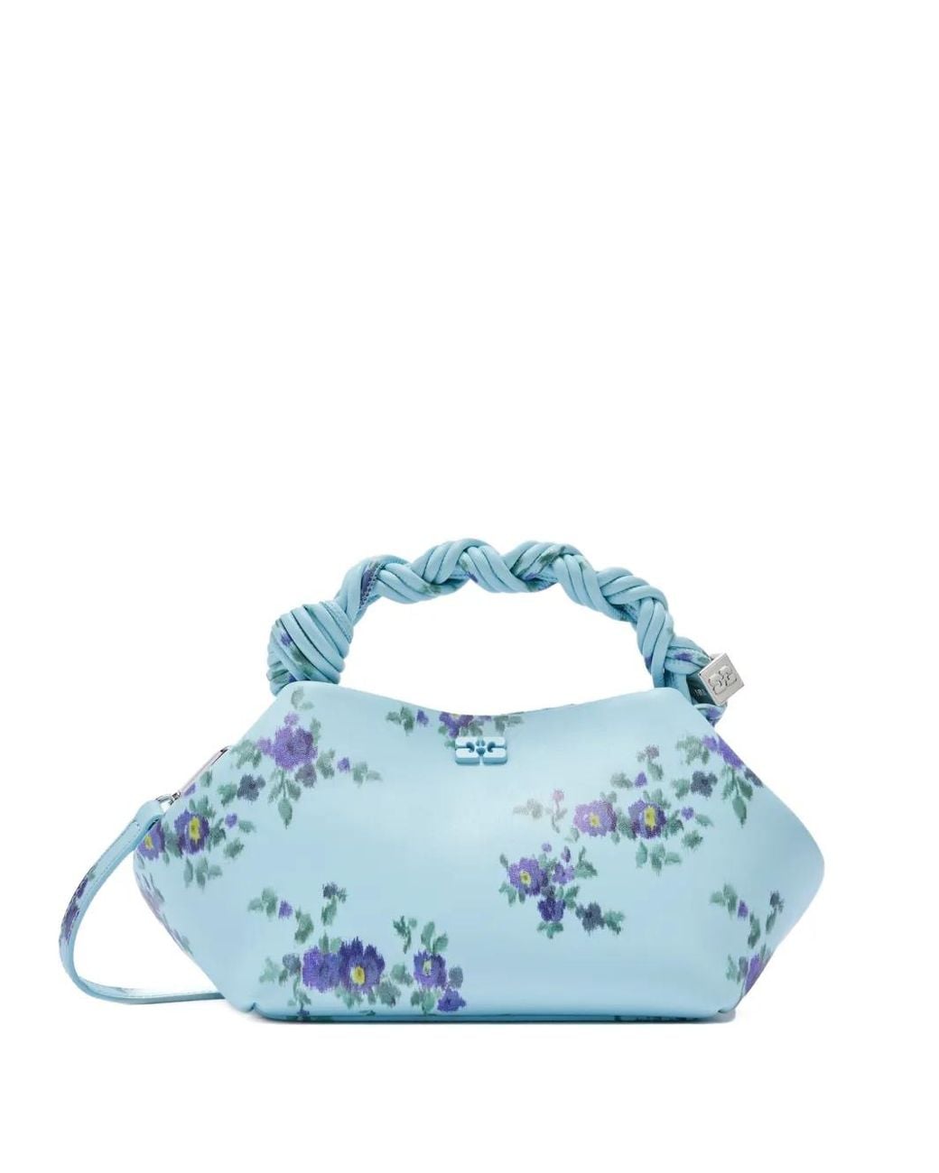 Ganni Blue Floral-Print Tote Bag