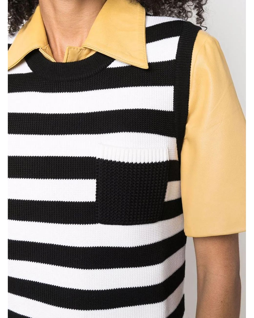 Ferragamo Black Stripe-Pattern Virgin-Wool Vest