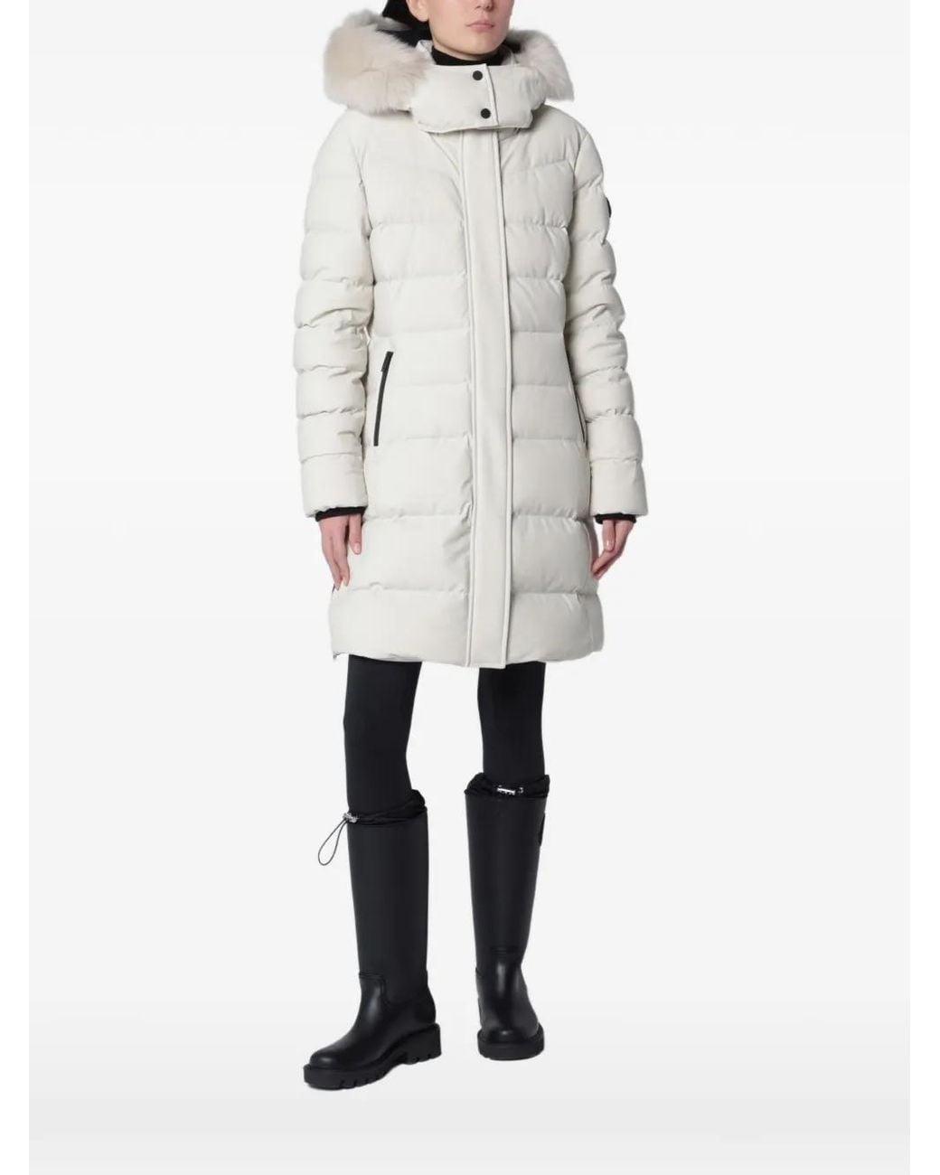 Moose Knuckles White Watershed Fur-Trim Coat