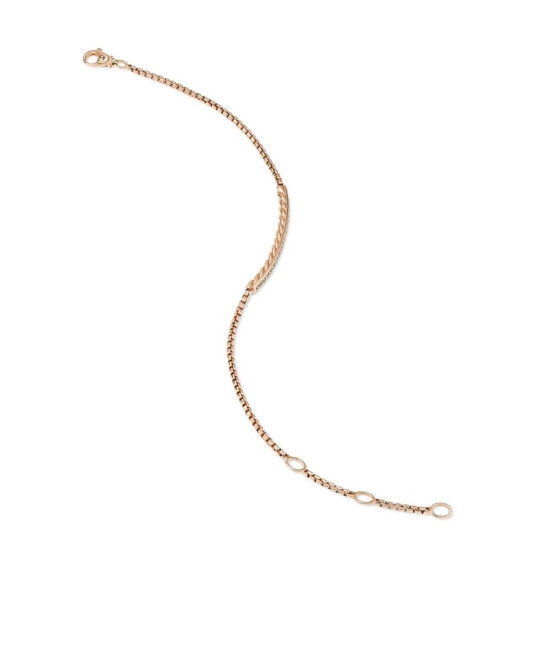 David Yurman White 18Kt Rose Petite Pavé Bar Diamond Bracelet (1.7Mm)