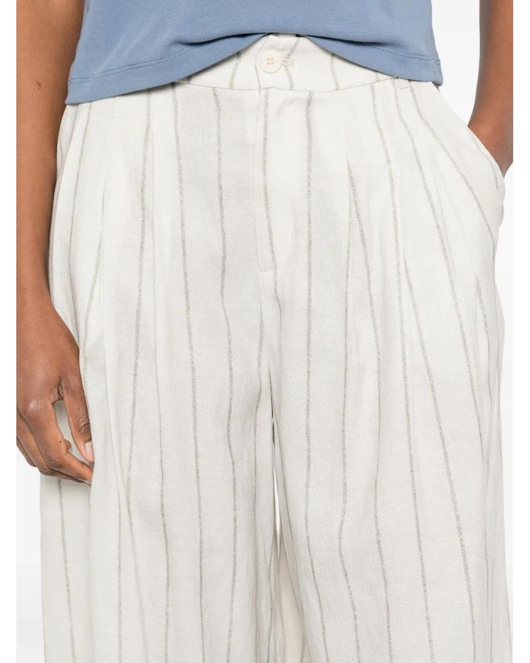 ELEH White Striped Wide-Leg Trousers