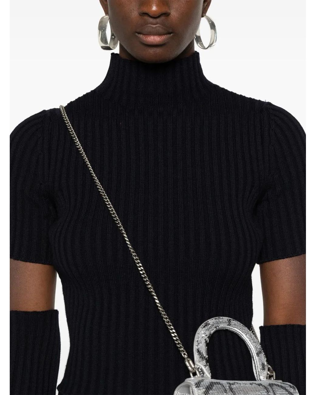 Balenciaga Black Ribbed Long-Sleeve Sweater
