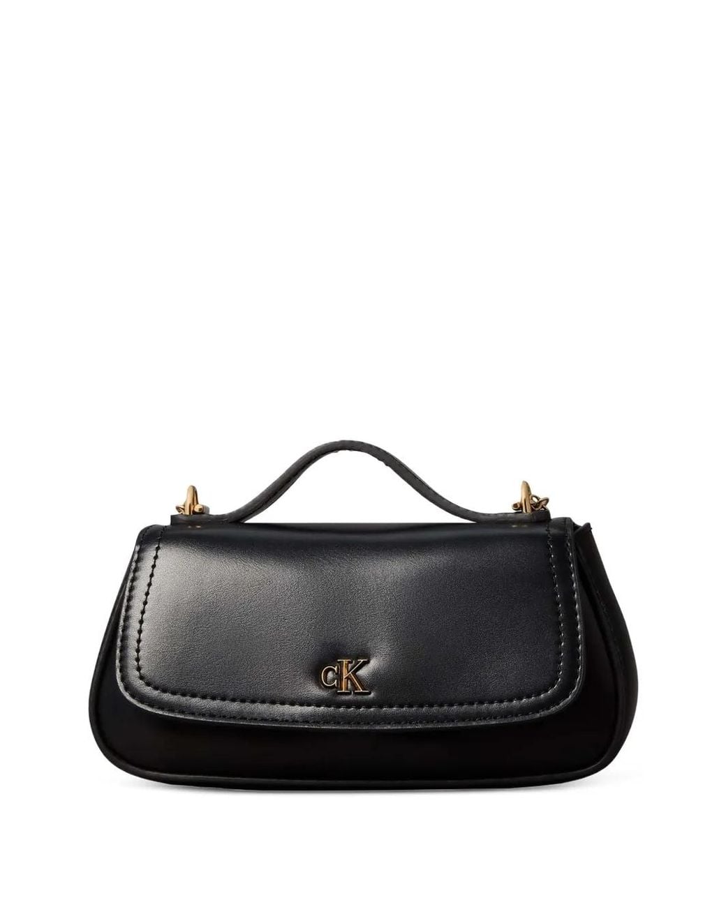 Calvin Klein Black Logo-Plaque Top-Handle Shoulder Bag