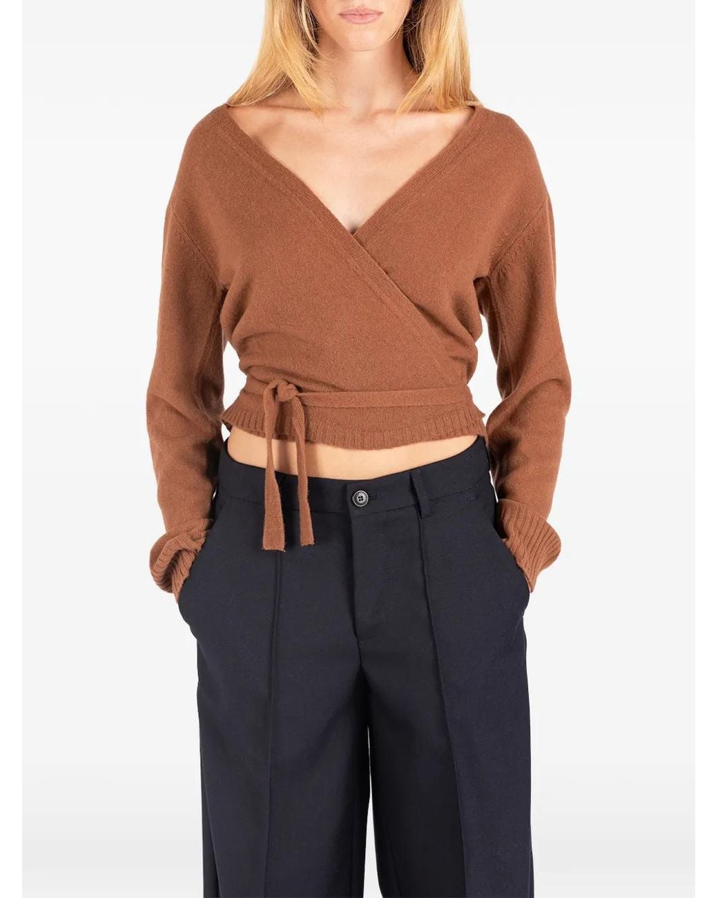 Societe Anonyme Blue Nicole Wrap-Style Cropped Sweater