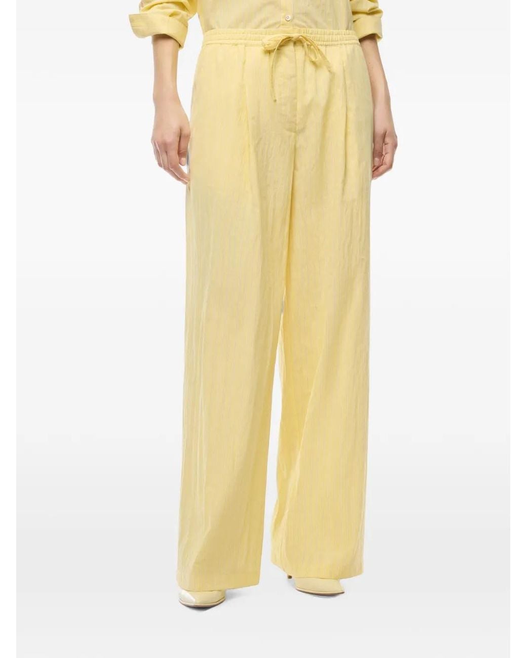 Pinko Yellow Striped Trousers With Drawstring Waist