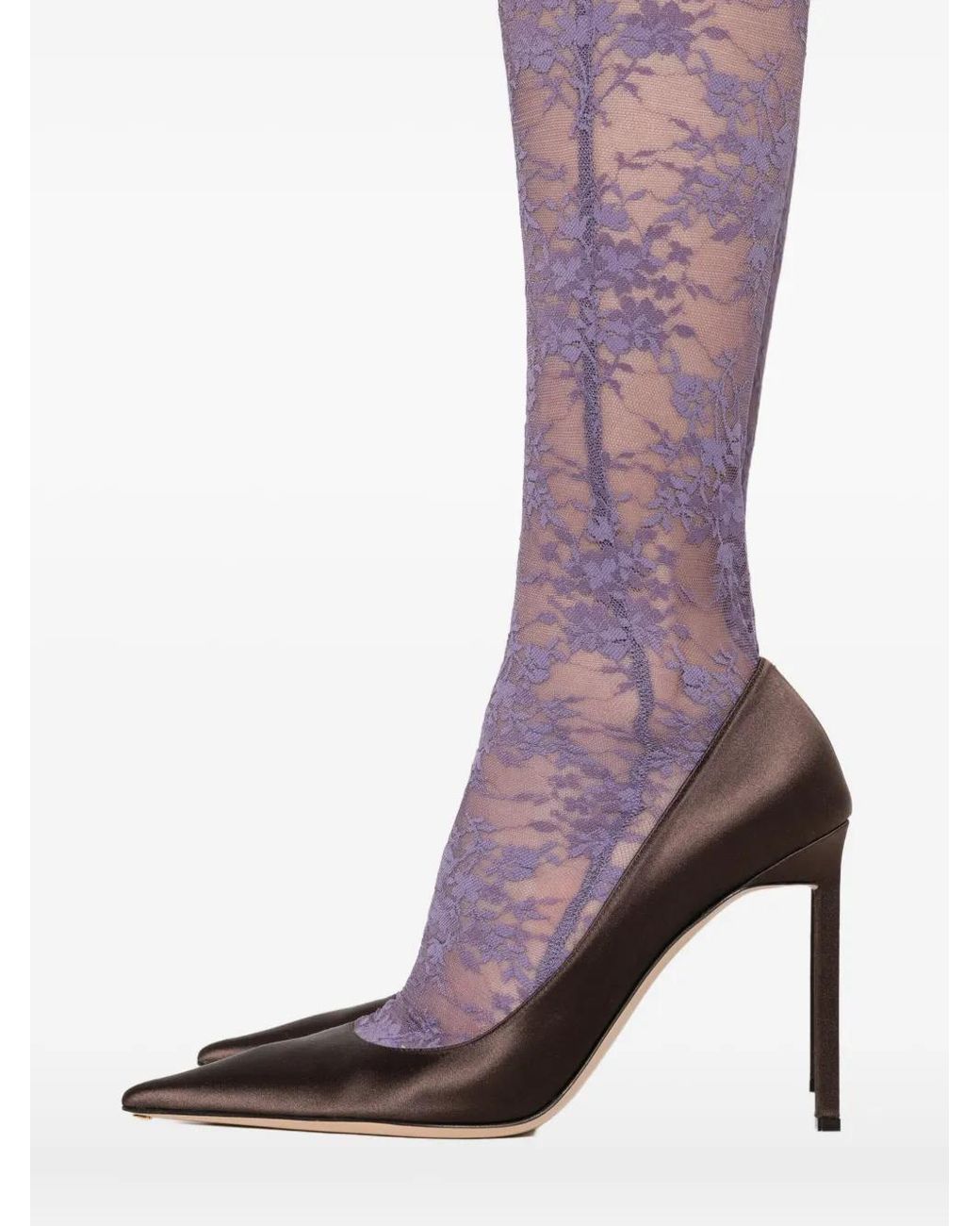 Alex Perry Purple Floral-Lace Leggings